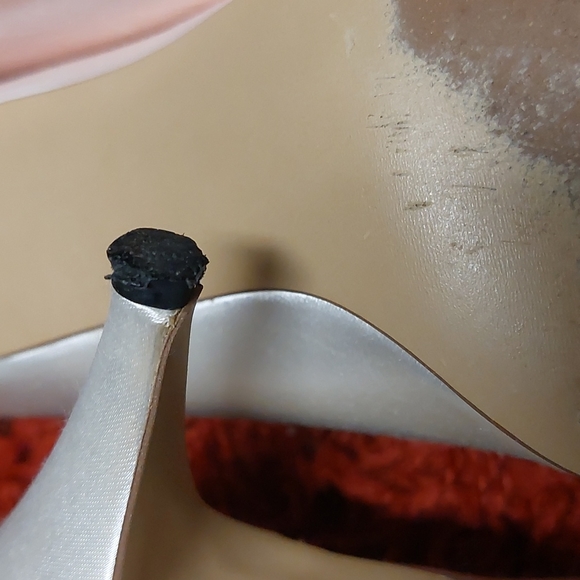 Vintage White Satin Wedding Shoes with Beads - Picture 8 of 11